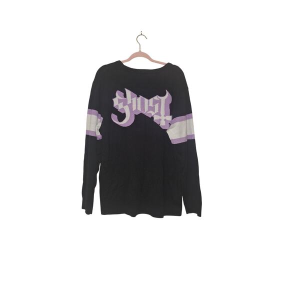Hot Topic 2023 Purple & Black Ghost Band  Sweater Size XL Halloween Goth - Picture 3 of 7